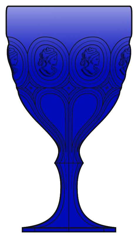 Moonstone Cameo Cobalt Blue Water Goblet by Fostoria-1