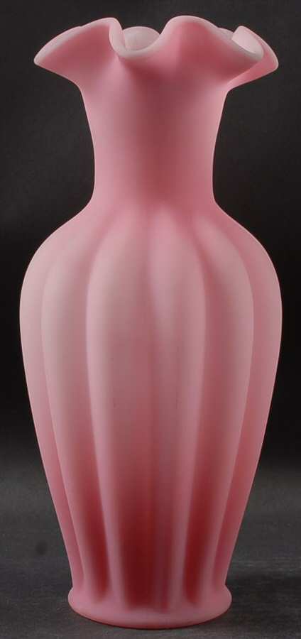 Rose Satin 11" Flower Vase by Fenton-1