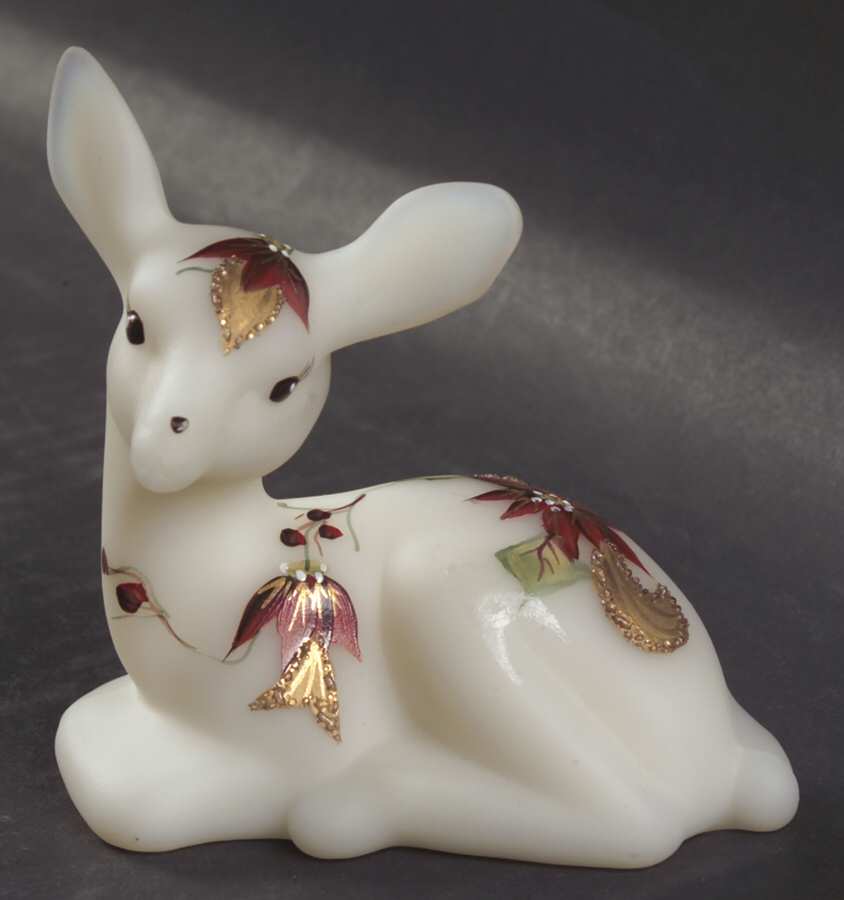 Poinsettia Glow Fawn Figurine by Fenton-1