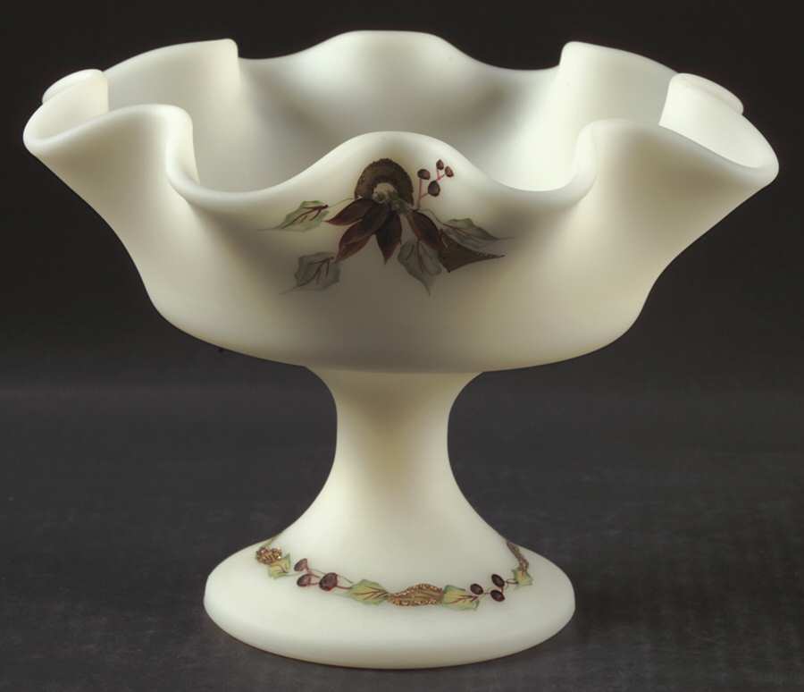 Poinsettia Glow Round Compote (Height X Width) by Fenton-1