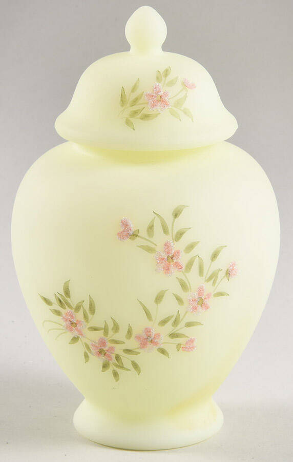 Pink Blossoms Large Temple Jar & Lid by Fenton-1