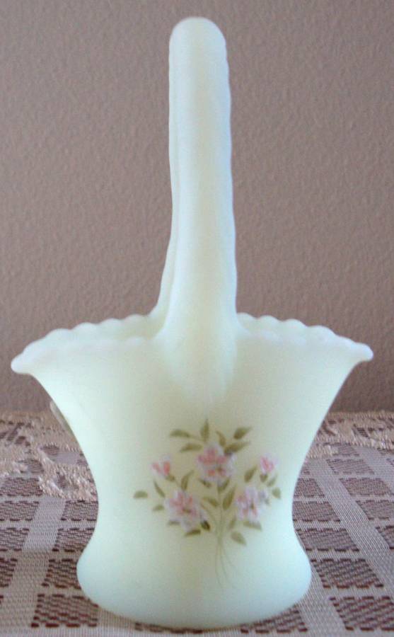 Pink Blossoms #9536 5" Basket by Fenton-1