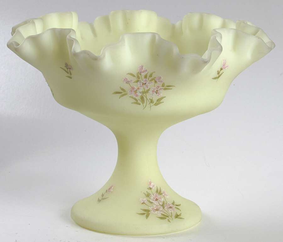 Pink Blossoms 5" Height Open Compote by Fenton-1