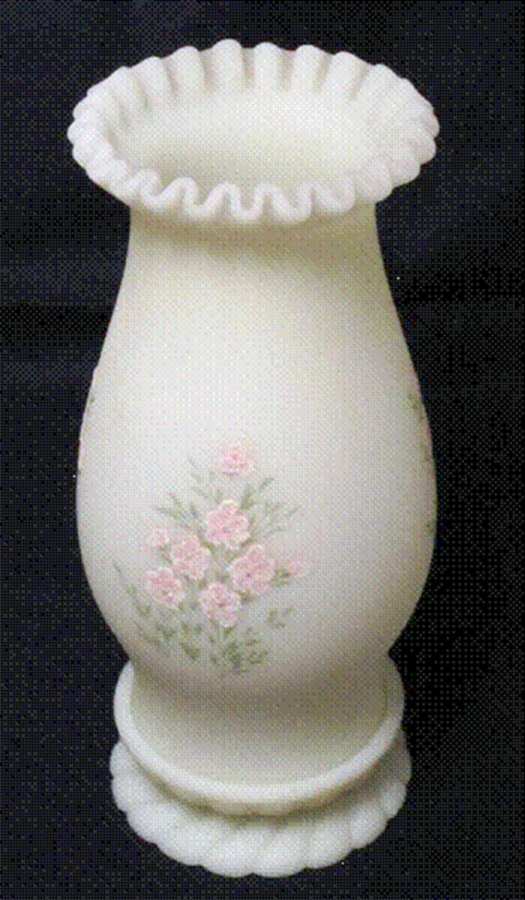 Pink Blossoms Hurricane Lamp & Globe by Fenton-1