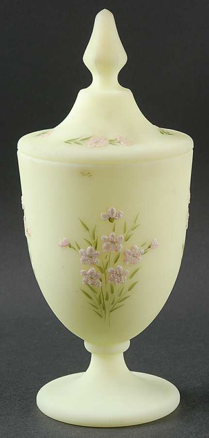 Pink Blossoms Footed Candy Dish & Lid by Fenton-1