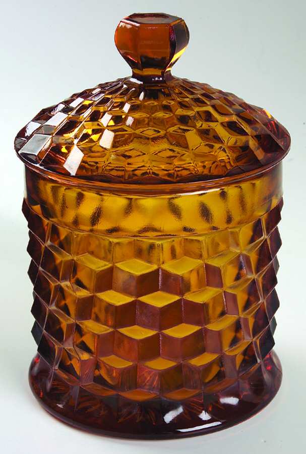 American Clear (Stem 2056) Amber Cookie Jar & Lid by Fostoria-1