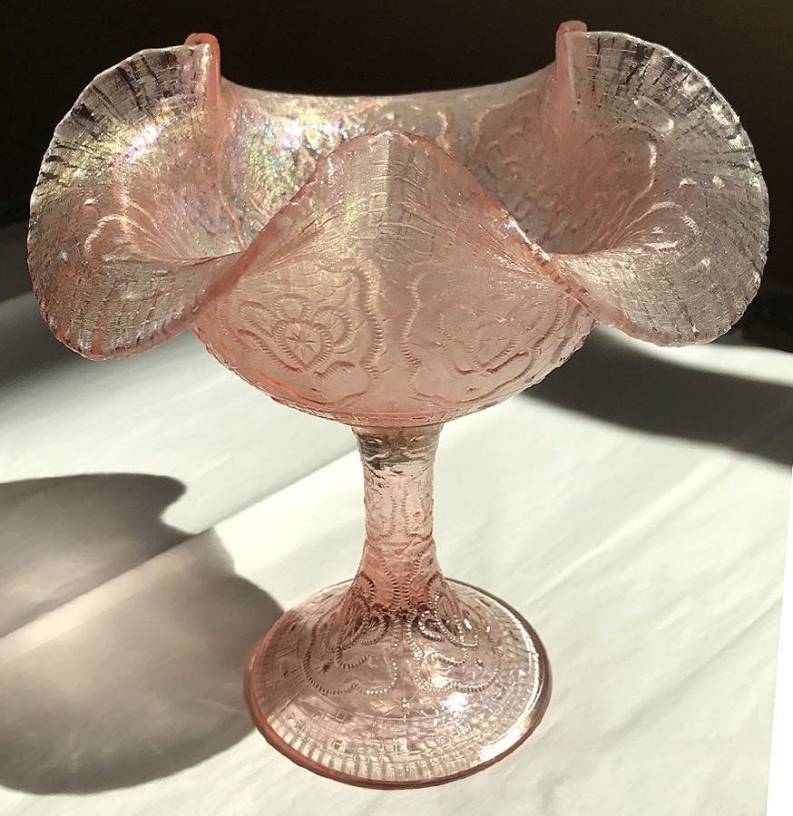 Velva Rose (Stretch) 75th Anniversary #9422 Persian Medallion Compote by Fenton-1