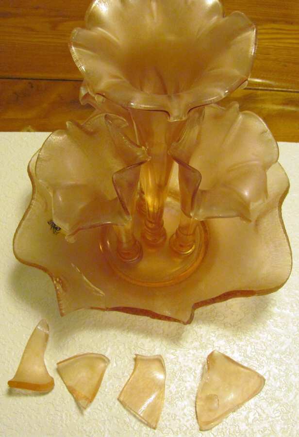 Velva Rose (Stretch) 75th Anniversary (5 Piece) Epergne Set by Fenton-1