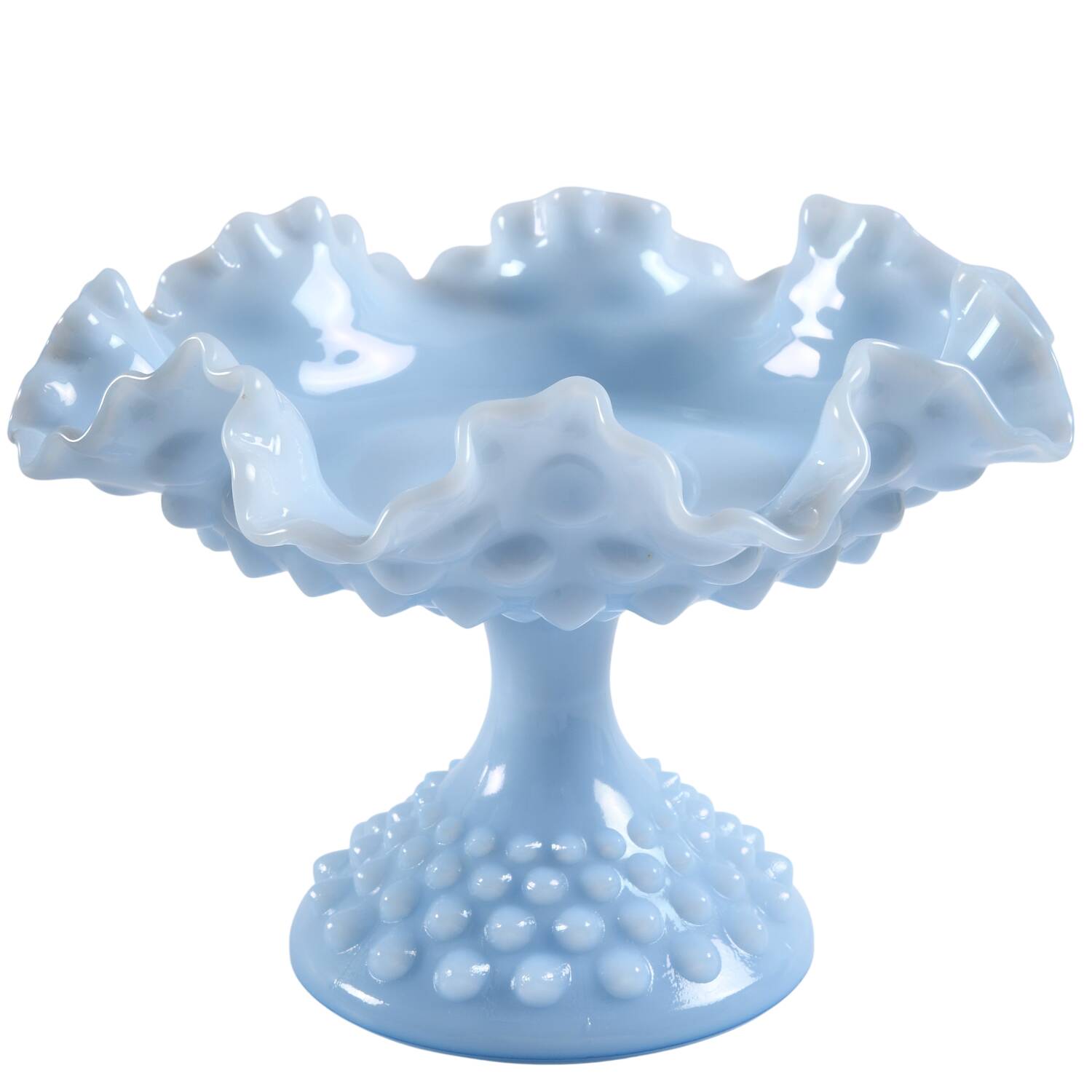 Hobnail Blue (Pastel) Round Compote (Height X Width) by Fenton-1