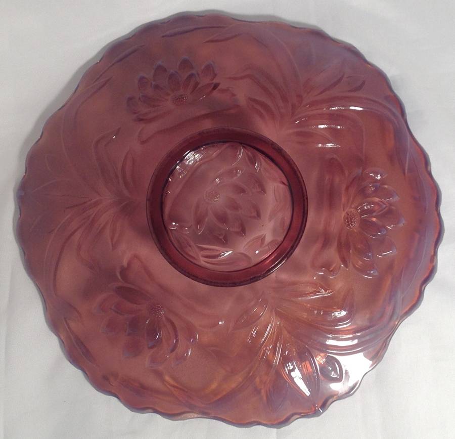 Waterlily and Cattails Amethyst (Opalescent) 11" Decorative Plate by Fenton-1