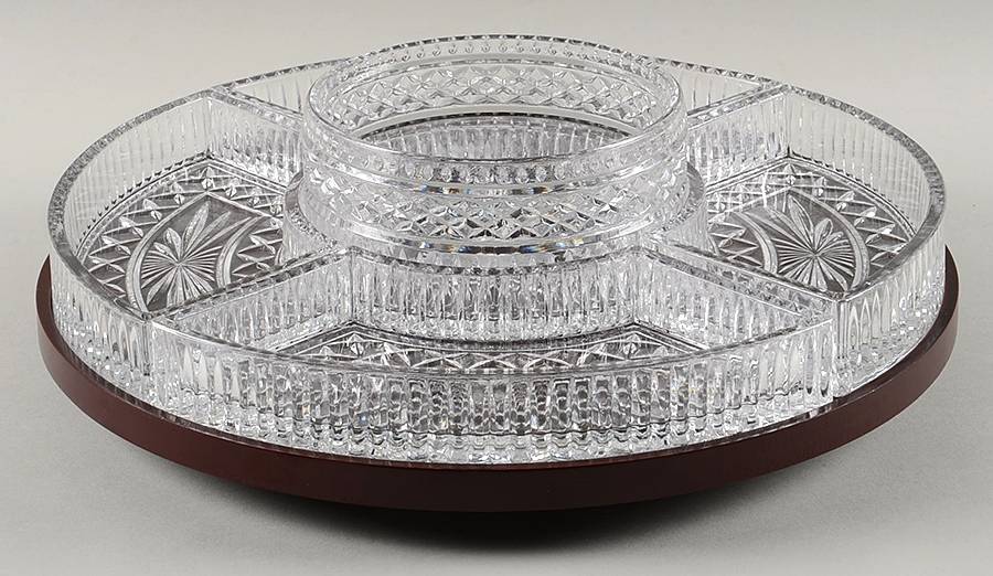 Estate (6 Pc) Lazy Susan(4 Sides, Center Bowl&Wood Stand) by Fifth Avenue-1