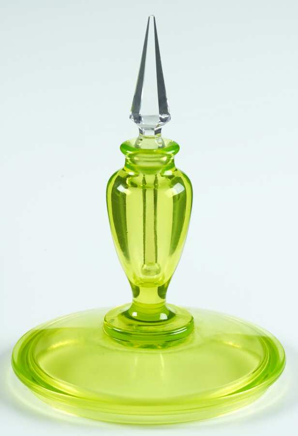 2276 Canary (Vaseline) Perfume Finial & Stopper for Puff Box by Fostoria-1