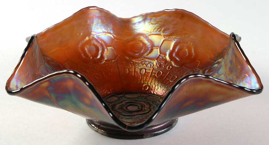 Captive Rose Amethyst (Carnival, Older) 9" Round Crimped Bowl by Fenton-1