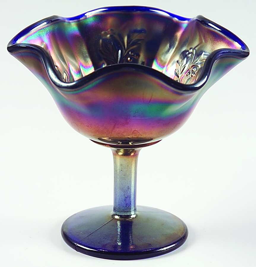 Holly Blue (Carnival, Older) Round Compote (Height X Width) by Fenton-1