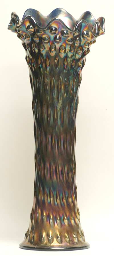 Rustic Blue No Band (Carnival) 18" Funeral Vase by Fenton-1