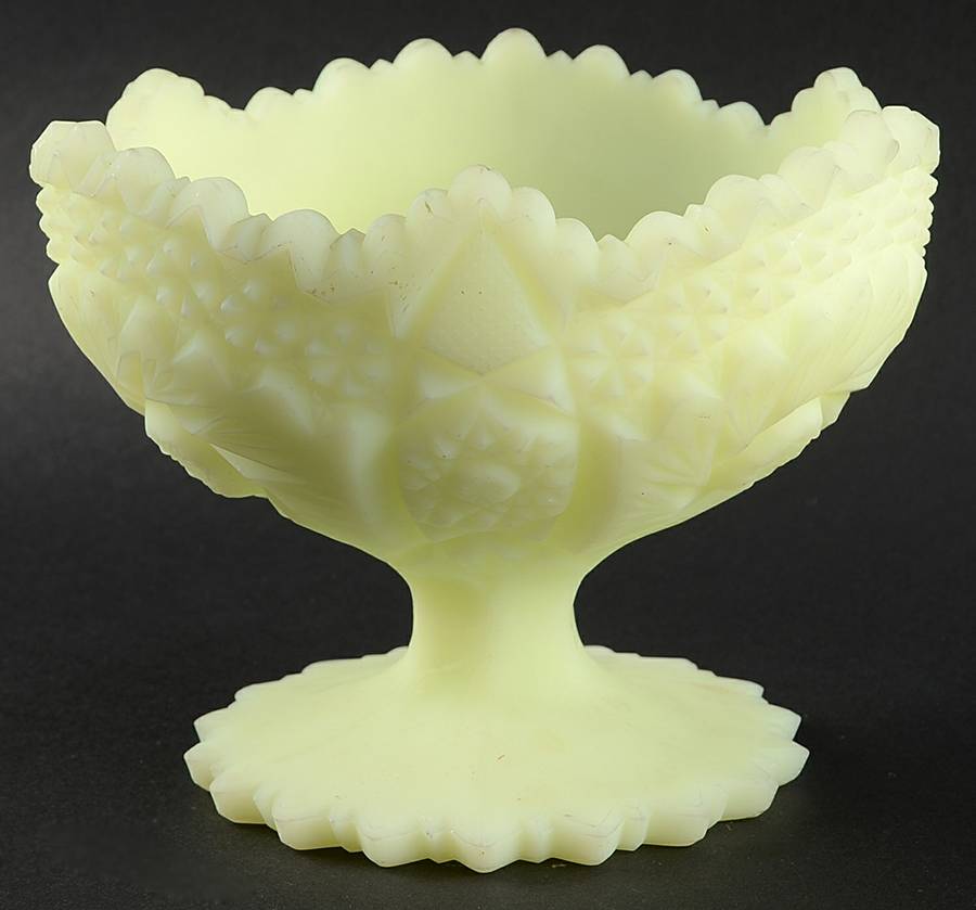 Custard Satin Round Compote (Height X Width) by Fenton-1