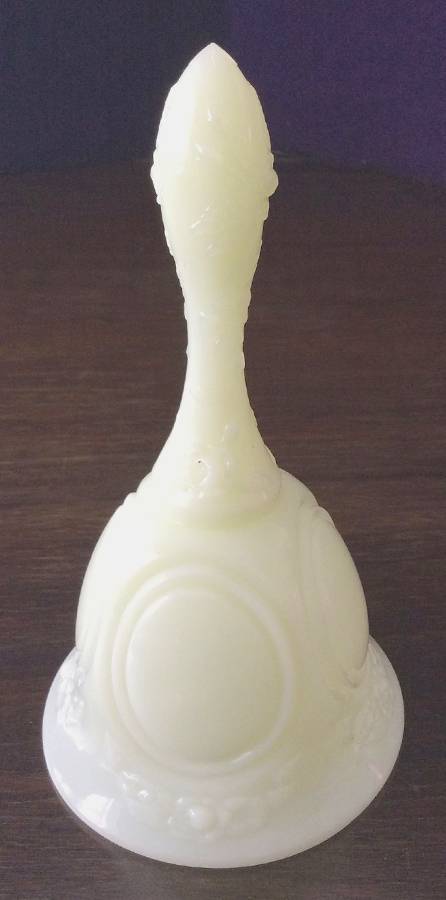 Custard Satin Medallion Bell by Fenton-1