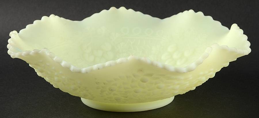 Custard Satin 10" Round Crimped Bowl by Fenton-1