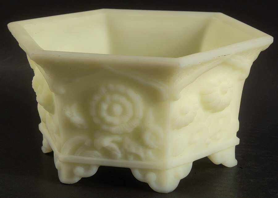 Custard Satin Hexagonal Bowl by Fenton-1
