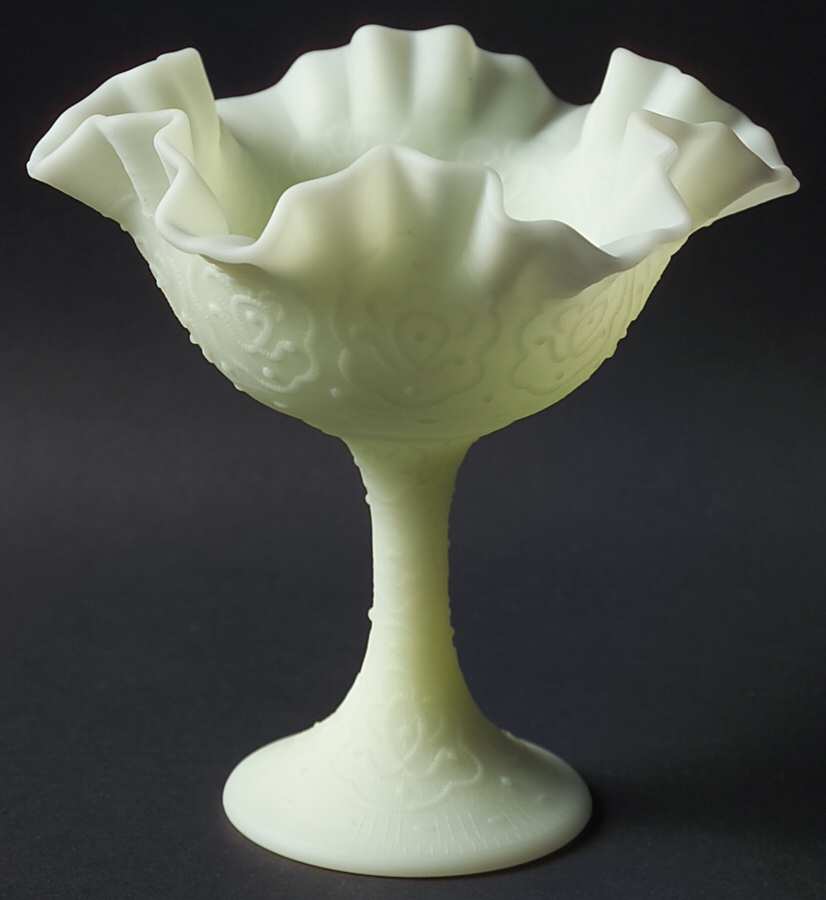 Custard Satin Round Compote (Height X Width) by Fenton-1