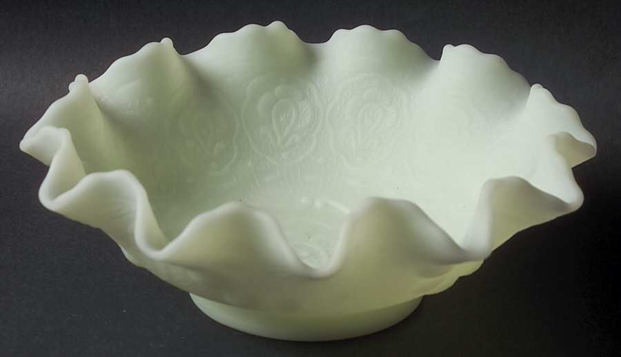 Custard Satin 8" Round Crimped Bowl by Fenton-1