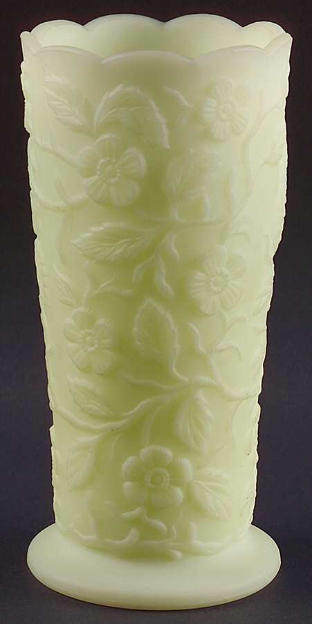 Custard Satin 8" Straight Vase by Fenton-1