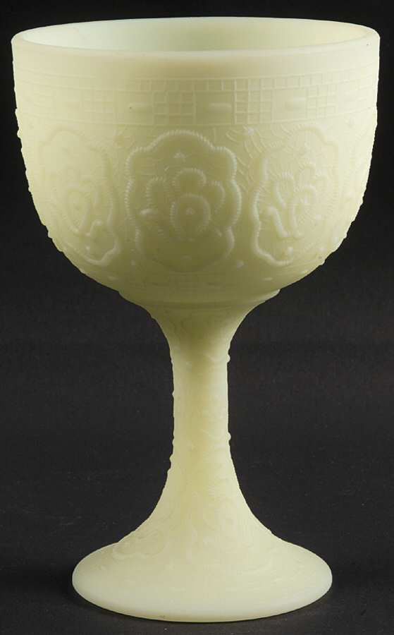 Custard Satin Water Goblet by Fenton-1