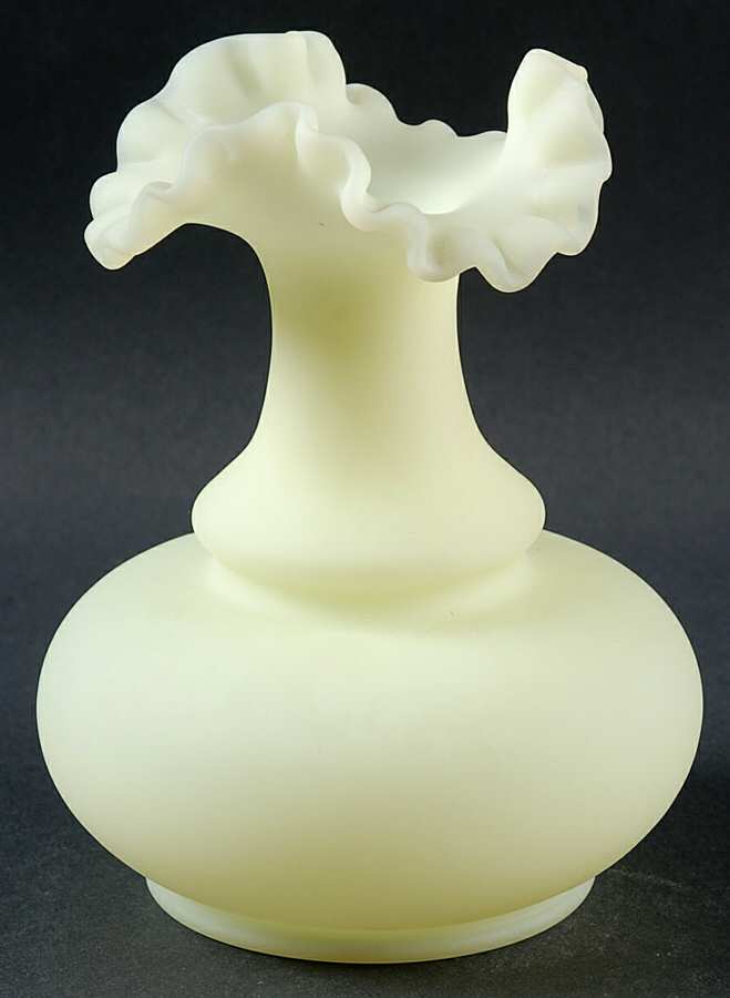 Custard Satin 6" Flower Vase by Fenton-1