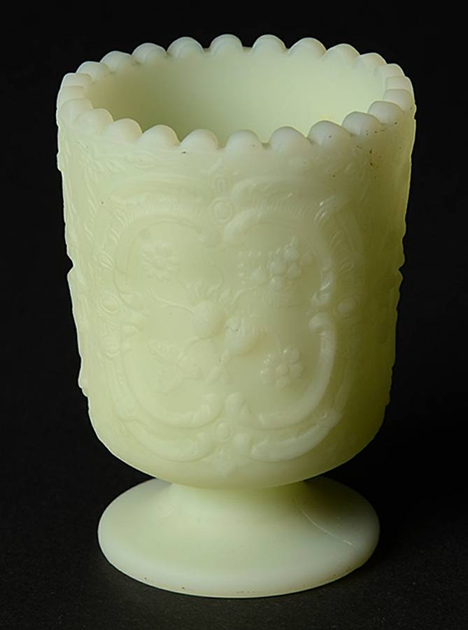 Custard Satin Toothpick Holder by Fenton-1