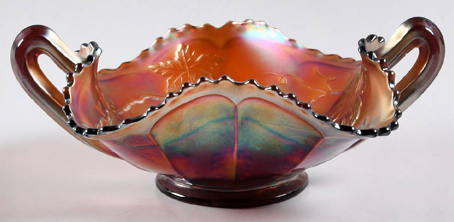 Grape and Cable Amethyst (Carnival, Older) Square Handled Bon Bon by Fenton-1