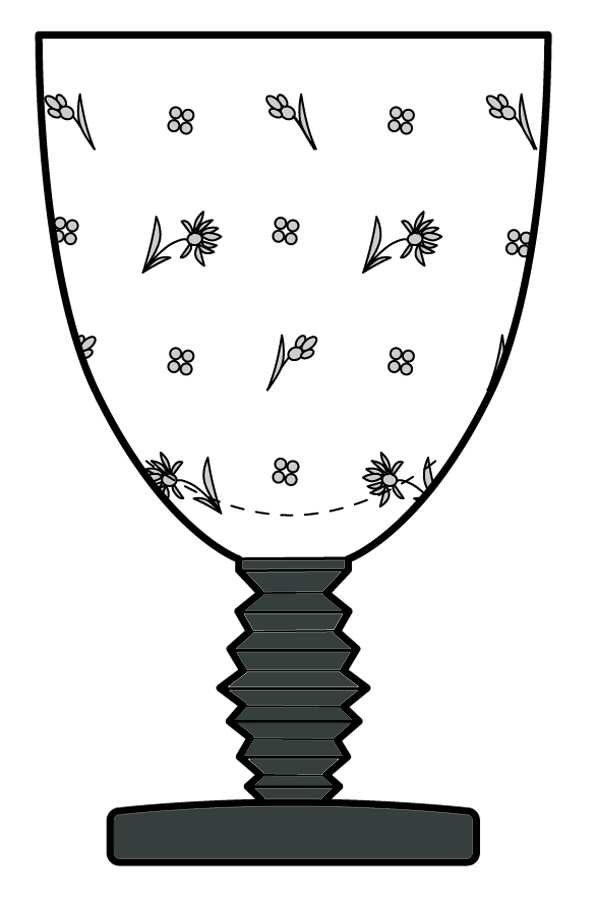 Millefleur (Black Stem&Foot) Water Goblet by Fostoria-1