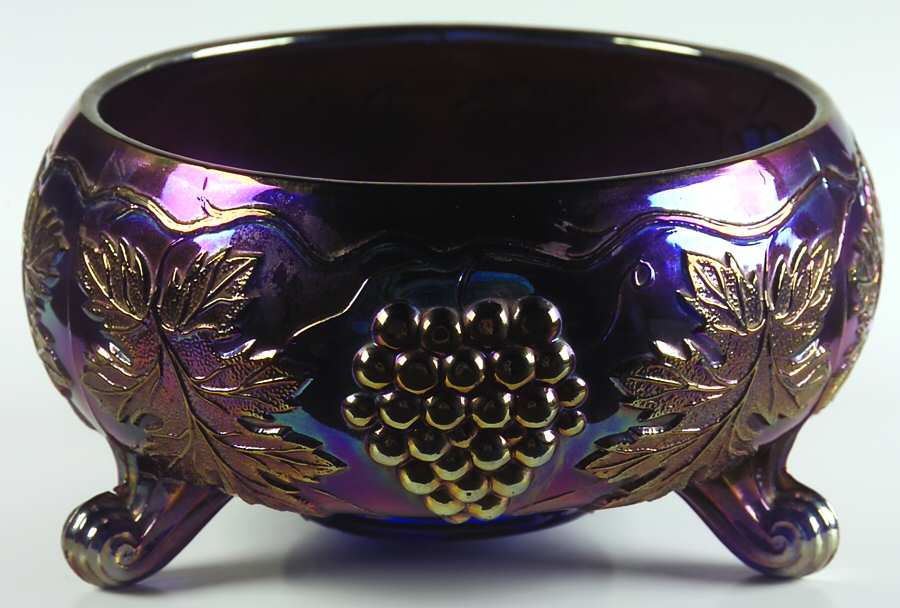 Vintage Cobalt (Carnival) 5" 3 Footed Fern Bowl by Fenton-1