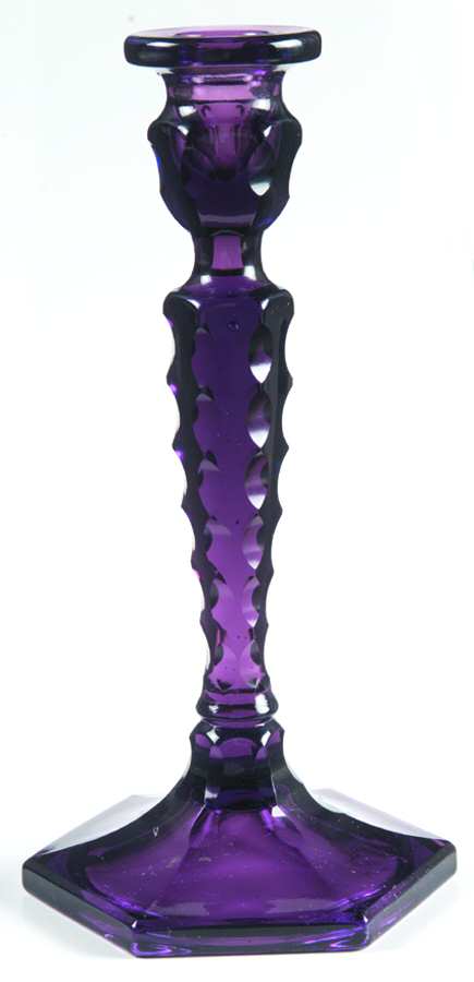 449 Amethyst (Cut) 8" Single Light Candlestick by Fenton-1