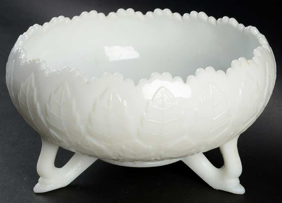 Leaf Tiers Milk Glass 7" 3-Toed Footed Bowl by Fenton-1
