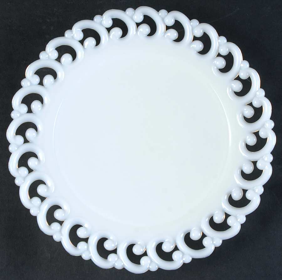 Lacy Edge Milk Glass 9" Sandwich Plate by Fenton-1