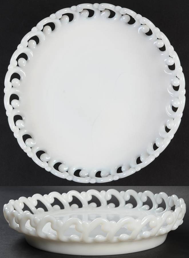 Lacy Edge Milk Glass 8" Round Bowl by Fenton-1