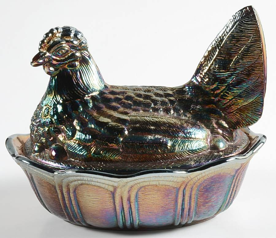 Animals and Figurines (Non Decorated) 5 Inch Hen on Nest by Fenton-1
