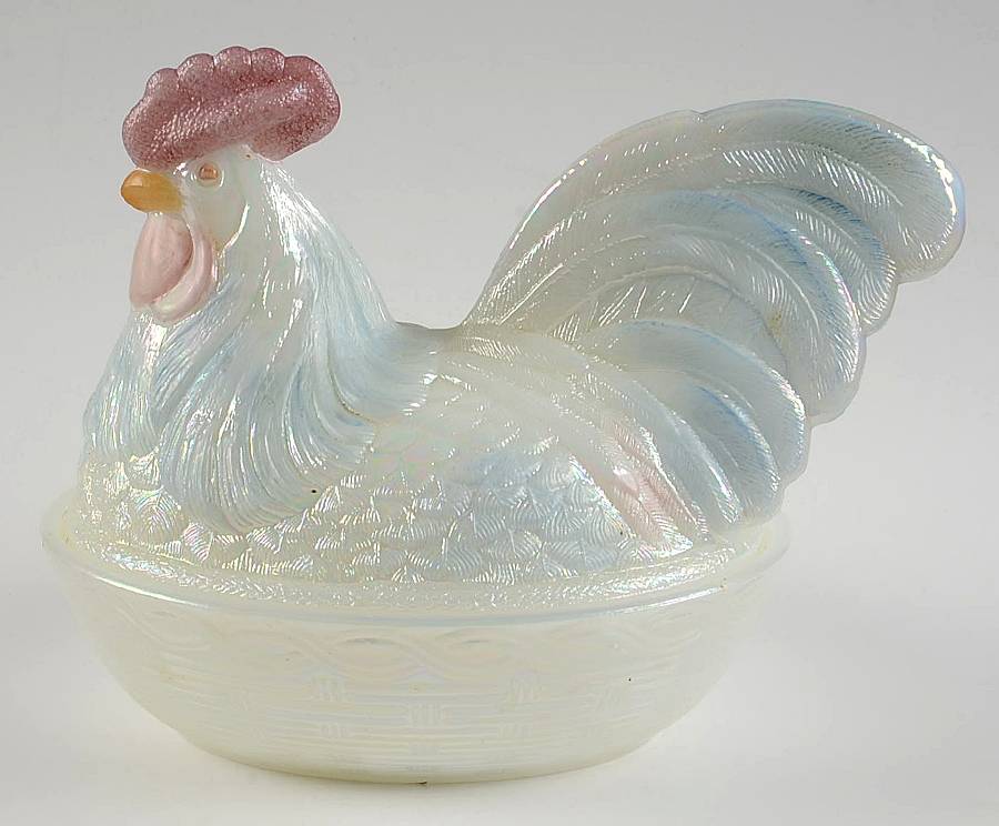 Animals and Figurines (Non Decorated) #4680 Rooster on Nest by Fenton-1