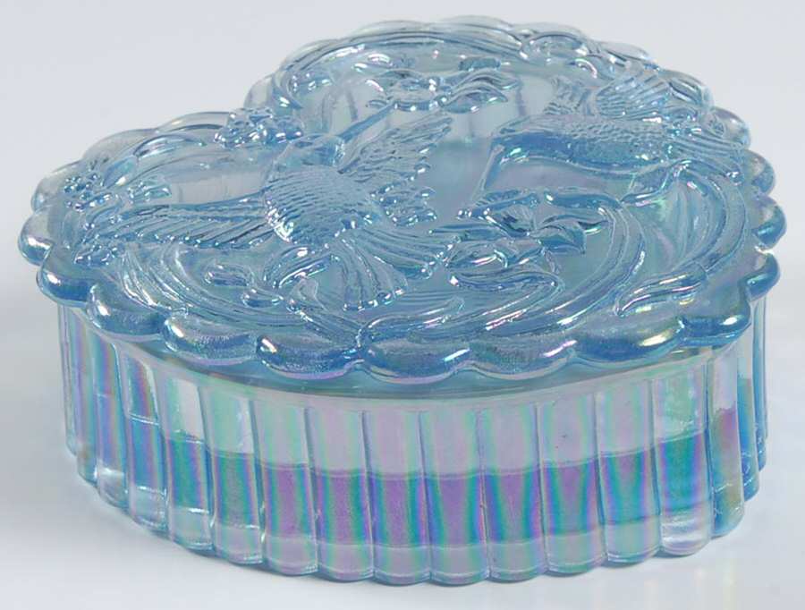 Animals and Figurines (Non Decorated) #5786 Heart Shape Hummingbird Box & Lid by Fenton-1