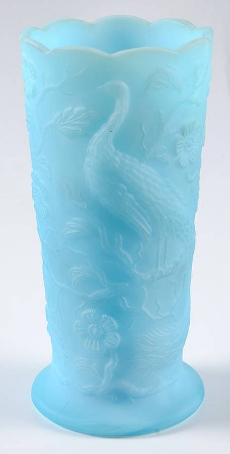 Animals and Figurines (Non Decorated) #8527 Peacock Vase by Fenton-1