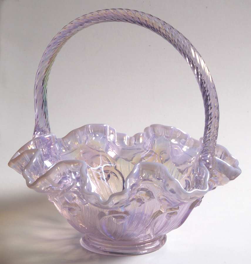 Lily of the Valley Rose Magnolia #8437 Lily of the Valley 7" Basket by Fenton-1