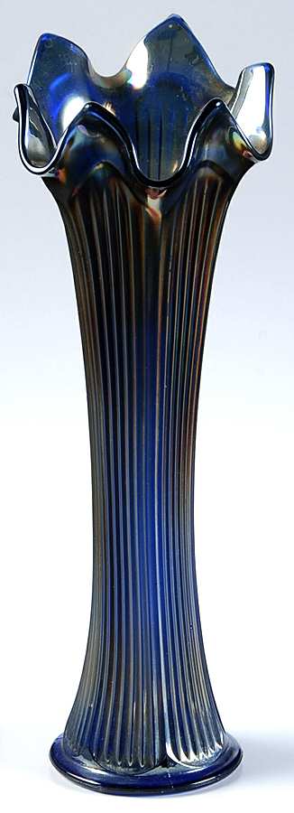 Fine Ribbed Cobalt Blue (Carnival) 8"-12" Small Swung Vase by Fenton-1