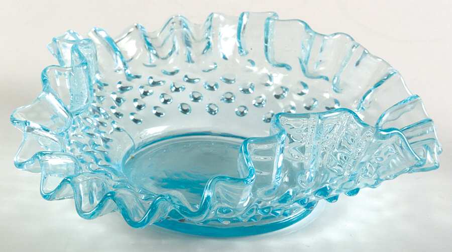 Hobnail Aquamarine Blue 6" Triangular Bon Bon by Fenton-1