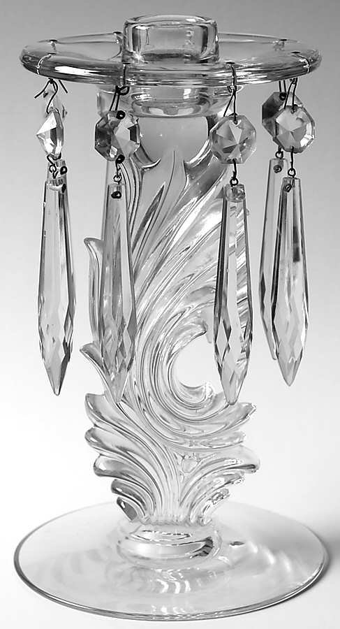 2484 Clear 2484 Candlestick with Attached Bobeche 8prisms by Fostoria-1