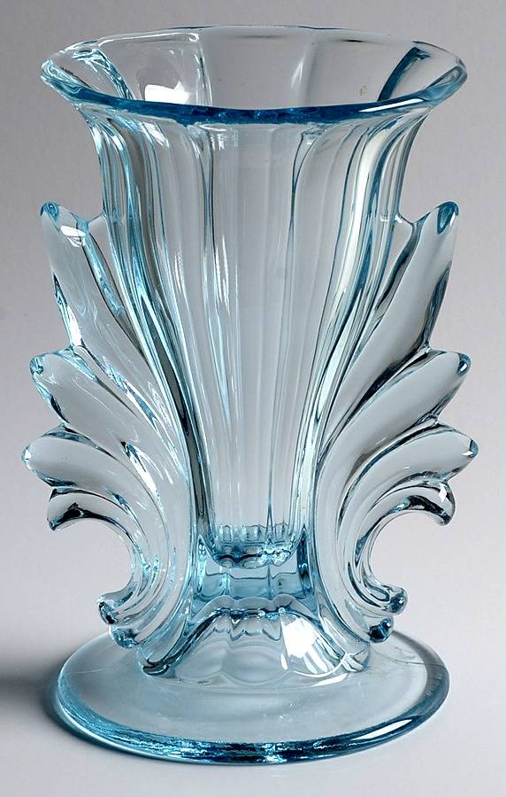 2484 Blue (Azure) #2484 7" Handled Flared Vase by Fostoria-1