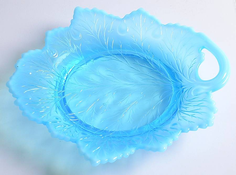 Leaf Blue (Opalescent) 8" Decorative Plate by Fenton-1