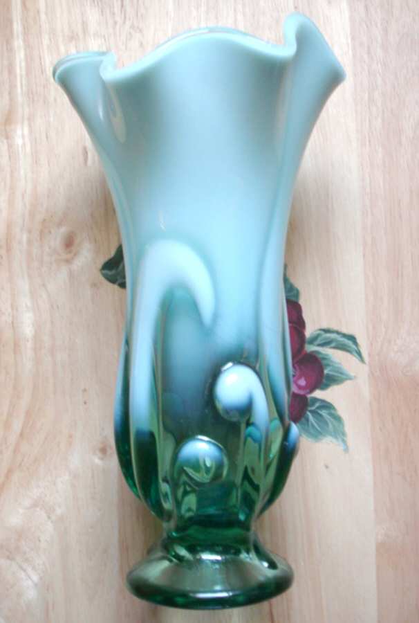 Sea Mist Green Opalescent 9" Flower Vase by Fenton-1