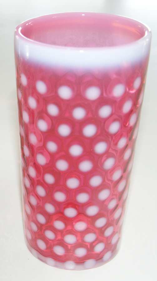 Dot Optic Cranberry (Opalescent) 5 Oz Flat Tumbler by Fenton-1
