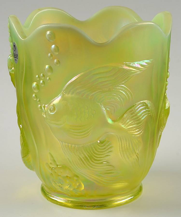 Topaz Opalescent (Iridized) #5150 Atlantis Vase by Fenton-1