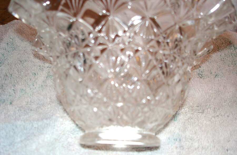 Fine Cut Block Clear 7" Round Crimped Bowl by Fenton-1